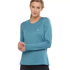 Clothing^Salomon Outlet – Agile Long-Sleeve T-Shirt – Women'S Mallard Blue/Storm Blue/Heather