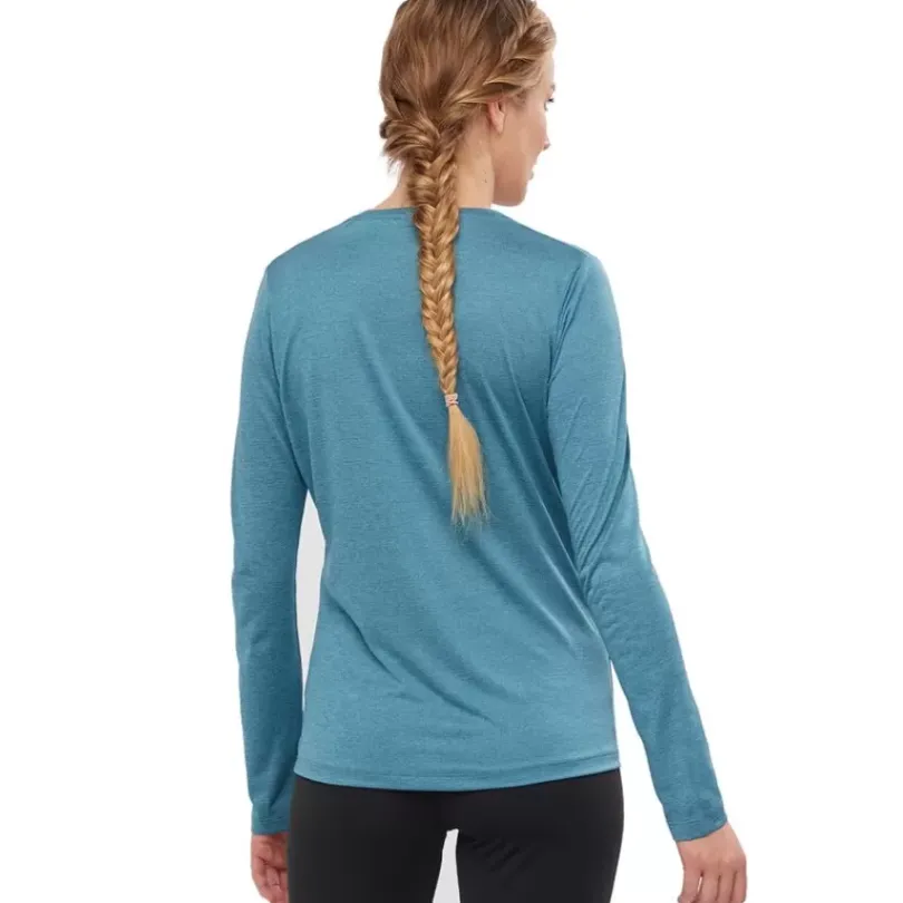 Clothing^Salomon Outlet – Agile Long-Sleeve T-Shirt – Women'S Mallard Blue/Storm Blue/Heather
