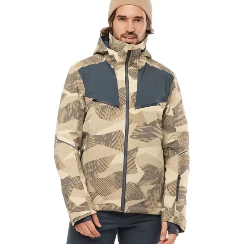 Clothing^Salomon Outlet – Brilliant Jacket – Men'S Roasted Cashew/Print/Ebony|Rum Raisin/Print
