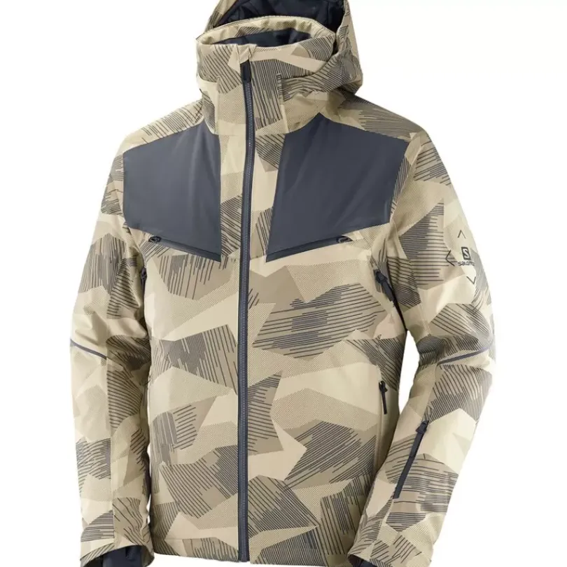 Clothing^Salomon Outlet – Brilliant Jacket – Men'S Roasted Cashew/Print/Ebony|Rum Raisin/Print