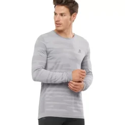 Clothing^Salomon Outlet – Camo Long-Sleeve T-Shirt – Men'S Alloy/Heather|Black/Heather