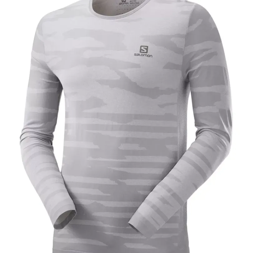 Clothing^Salomon Outlet – Camo Long-Sleeve T-Shirt – Men'S Alloy/Heather|Black/Heather