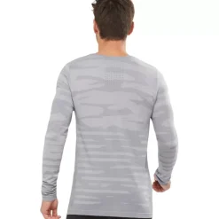 Clothing^Salomon Outlet – Camo Long-Sleeve T-Shirt – Men'S Alloy/Heather|Black/Heather