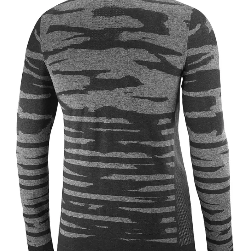 Clothing^Salomon Outlet – Camo Long-Sleeve T-Shirt – Men'S Alloy/Heather|Black/Heather