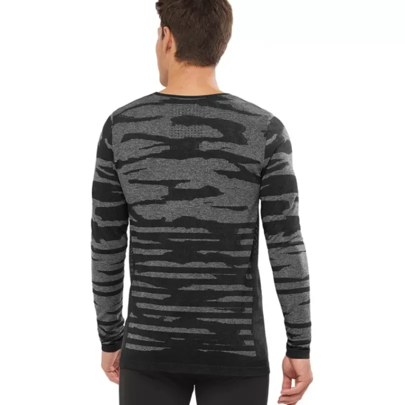 Clothing^Salomon Outlet – Camo Long-Sleeve T-Shirt – Men'S Alloy/Heather|Black/Heather