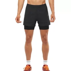 Clothing^Salomon Outlet – Cross 2-In-1 Short – Men'S Black|Black White|Fiery Red