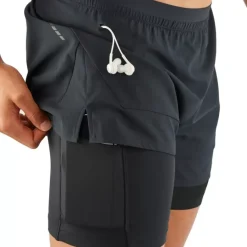 Clothing^Salomon Outlet – Cross 2-In-1 Short – Men'S Black|Black White|Fiery Red