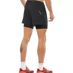 Clothing^Salomon Outlet – Cross 2-In-1 Short – Men'S Black|Black White|Fiery Red
