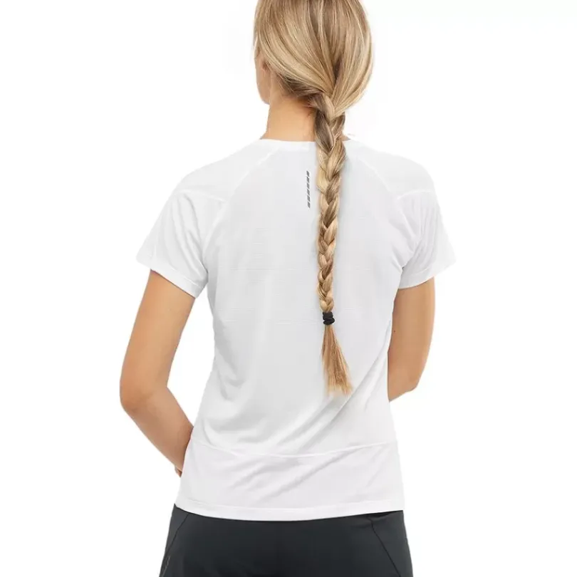 Clothing^Salomon Outlet – Cross Run Short-Sleeve T-Shirt – Women'S Provence/Heather/Nautical Blue|Sunny Lime/Heather|White