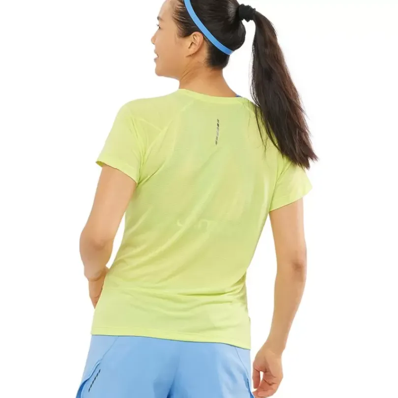Clothing^Salomon Outlet – Cross Run Short-Sleeve T-Shirt – Women'S Provence/Heather/Nautical Blue|Sunny Lime/Heather|White