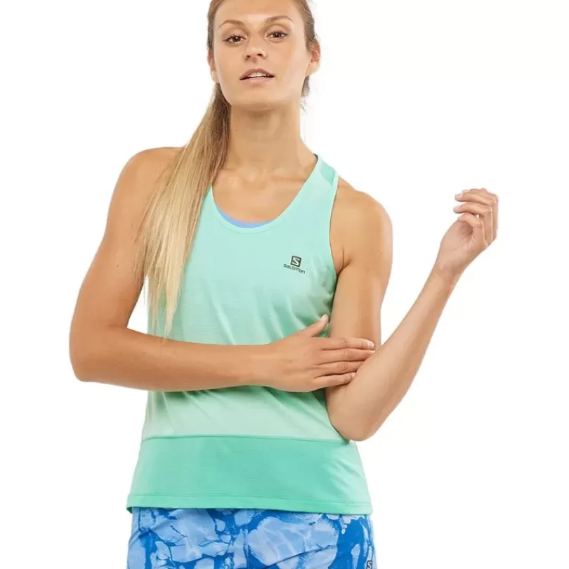 Clothing^Salomon Outlet – Cross Run Tank – Women'S Beach Glass/Pool Blue/Heather|Provence/Heather/Nautical Blue|Sunny Lime/Heather|White