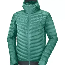 Clothing^Salomon Outlet – Outline Down Hooded Jacket – Men'S Black|Mallard Blue|Pacific