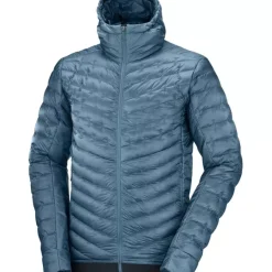 Clothing^Salomon Outlet – Outline Down Hooded Jacket – Men'S Black|Mallard Blue|Pacific