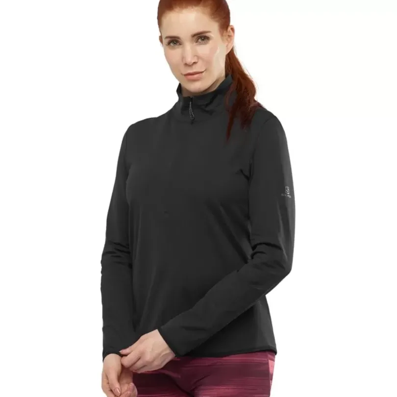 Clothing^Salomon Outlet – Outrack Half-Zip Midlayer Jacket – Women'S Black|Green Gecko