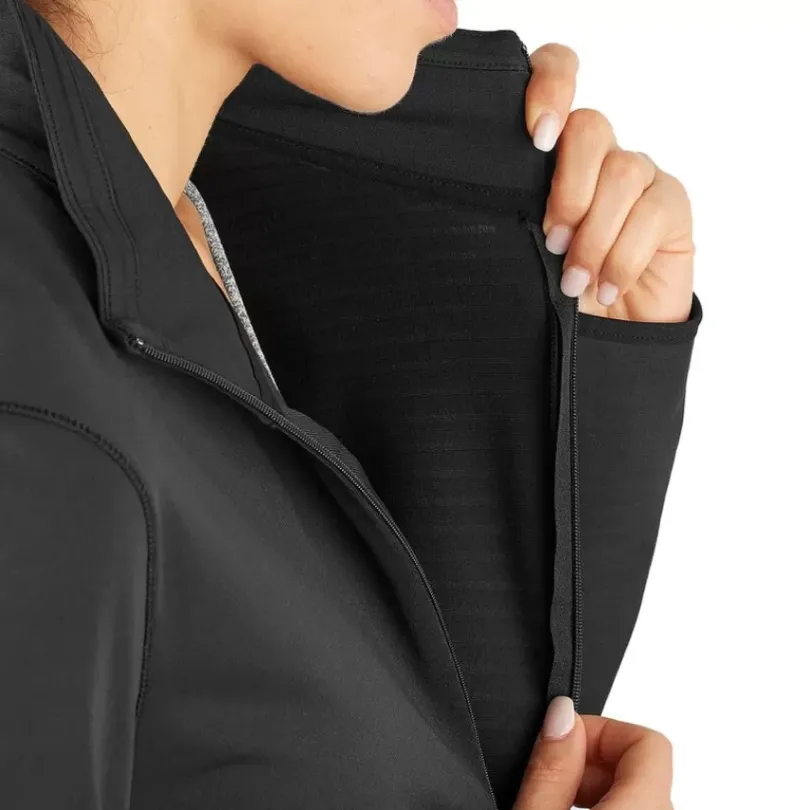 Clothing^Salomon Outlet – Outrack Half-Zip Midlayer Jacket – Women'S Black|Green Gecko