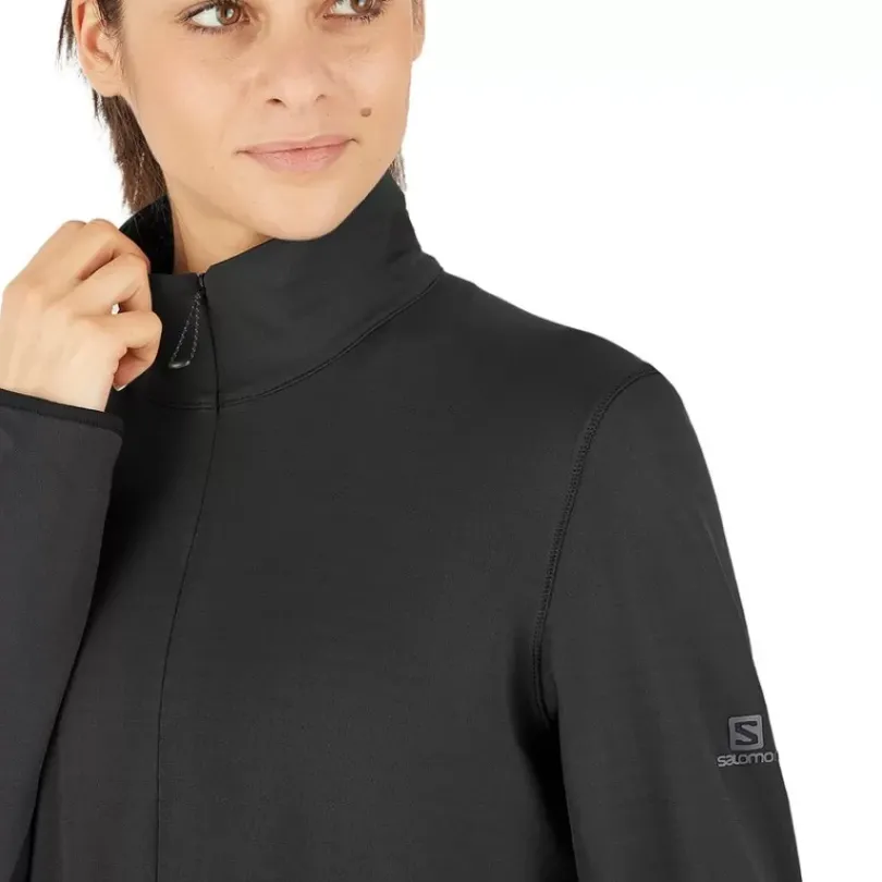 Clothing^Salomon Outlet – Outrack Half-Zip Midlayer Jacket – Women'S Black|Green Gecko