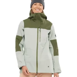 Clothing^Salomon Outlet – Stance 3 Layer Shell Jacket – Women'S Wrought Iron/Olive Night