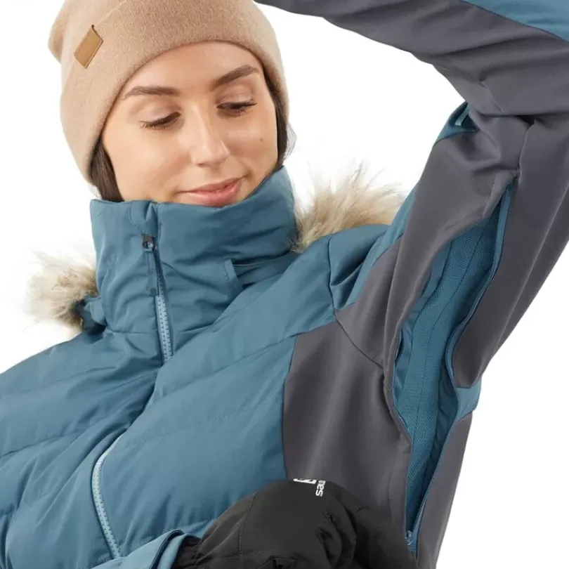 Clothing^Salomon Outlet – Stormcozy Jacket – Women'S Mallard Blue/Print/Ebony|Night Sky|Red Chili/Night Sky|White