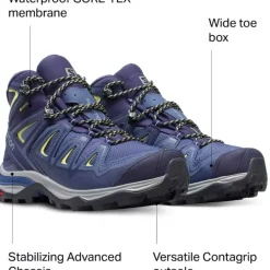 Footwear^Salomon Outlet – X Ultra 3 Mid Gtx Wide Hiking Boot – Women'S Crown Blue/Evening Blue/Sunny Lime