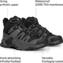 Footwear^Salomon Outlet – X Ultra 4 Mid Gtx Wide Hiking Shoe – Men'S Black/Magnet/Pearl Blue