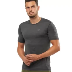 Clothing^Salomon Outlet – Xa Short-Sleeve T-Shirt – Men'S Black|Pacific|Pureed Pumpkin/Red Orange/Heather